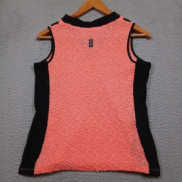 Jamie Sadock Sleeveless Golf Top Women's M Coral Black Textured V-Neck - Picture 3 of 8